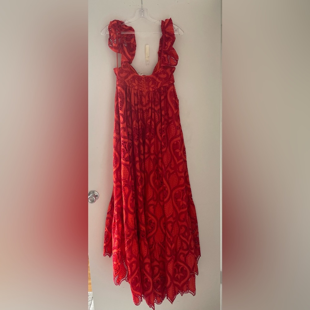 Badgley Mischka Eyelet Lace Ruffled Sleeve Gown- Never been worn